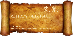 Kilián Nikolett névjegykártya